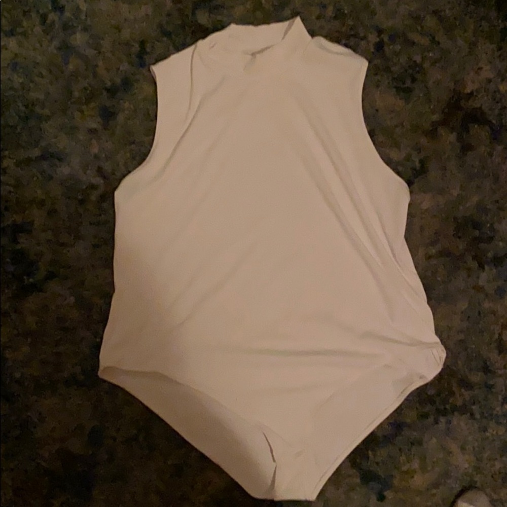 White TurtleNeck Sleeveless Bodysuit